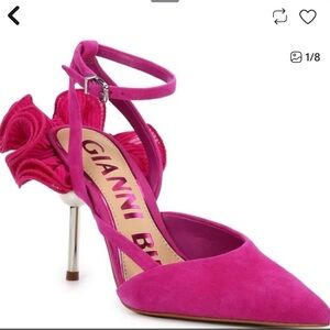 Gianni Bini Fuchsia Heels with Floral Accent